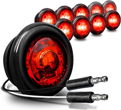 TRUE MODS 10pc 3/4'' Inch Round Red Trailer 12V LED Marker Light [DOT FMVSS 108]