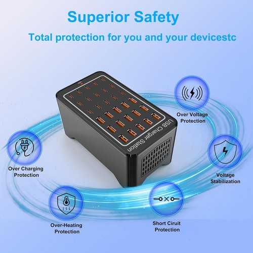 150W 30 Port 15×USB-C+15×USB-A Charger Charging Station for Smartphones Tablets - 第 10/14 張圖片
