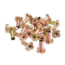24PCS M6x22mm T-Nuts 4 Pronged Tee Nut Carbon Steel Threaded Inserts