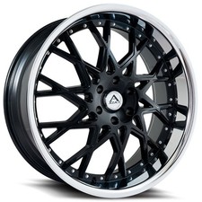 22x9.5 Azad Wheels Az822 Black With Chrome Lip Rims 4pcs