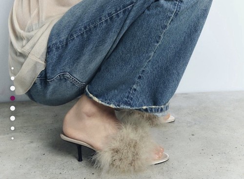 Zara Women Feathered Heeled Mules Taupe Sz 36/5. NEW. Blogger’s favorite! - Picture 9 of 17