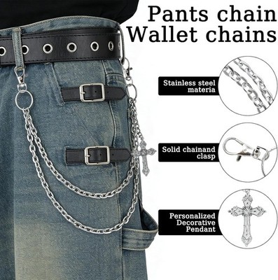 Wallet Chain Pants Chain for Women Men Double Cross Pocket Chains