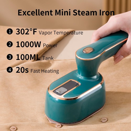 Travel Steamer for Clothes -1000W Small Steam Irons Foldable for Wrinkle Remo... - Picture 2 of 9