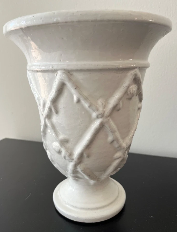 Pottery Barn LILLY PULITZER weiß Terrakotta 9" Übertopf Vase Sockel Urne - Bild 2 von 4