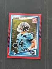Gunner Helm 2025 Donruss Red Press Proof Tennessee Titans