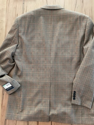 NAUTICA Blazer Tan Men's Tweed Herringbone 46L Sports Coat Jacket 2 Button NWT - Picture 8 of 13