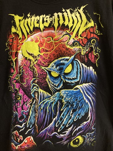 Rivers of Nihil Shirt Men XXL Black Short Sleeve Metal Band Graphic Tee Owl Life - Picture 2 of 4