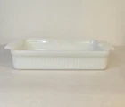 Fire King 1 1/2 Quart White Milk Glass Baking Dish Ribbed Vtg Anchor Hocking USA