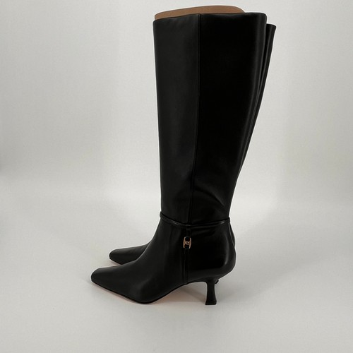 Coach Raquel Leather Tall Boots Size 9B Black Zip Closure Mid Heel CW985 - Picture 7 of 24