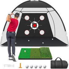 Golf Net, 10X7Ft with Golf Practice Mat, Hitting Aid Nets for Backyard Driving C