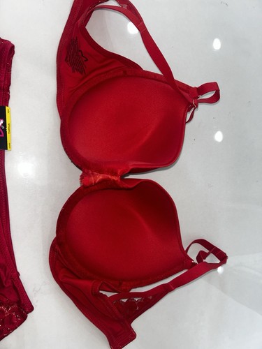 Maidenfirm Rosso/Oro Splendido Reggiseno Donna 34D & Nuovo con etichette NUOVO Panty Medium/6 Set - Foto 3 di 4