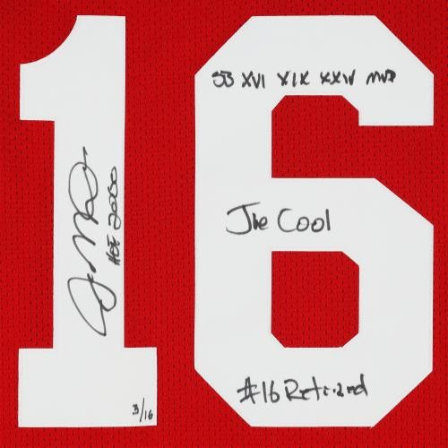 Joe Montana 49ers signiertes Mitchell & Ness Replica Trikot mit Karriere Inscs - LE 16 - Bild 4 von 5