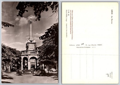 Liege Belgium Le Perron Historic Monument Fountain Real Photo Postcard RPPC