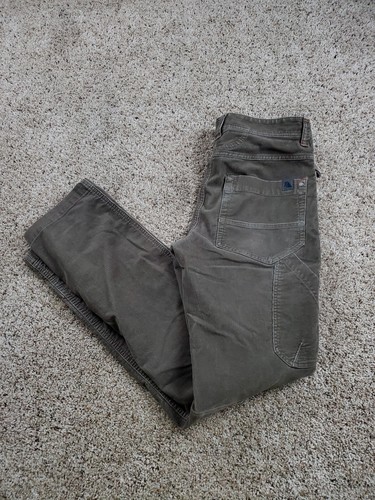 LL Bean Corduroy Chino Pants 30x34 Mens Green Straight Leg Stretch Outdoor