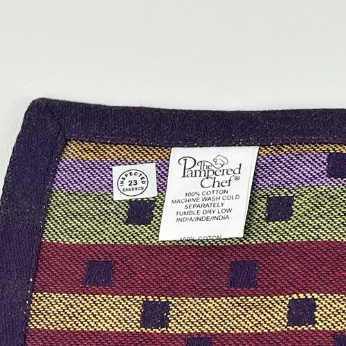 Pampered Chef Purple Tiles Reversible Napkins Set Of 2 NEW Unused Cloth - Picture 8 of 10