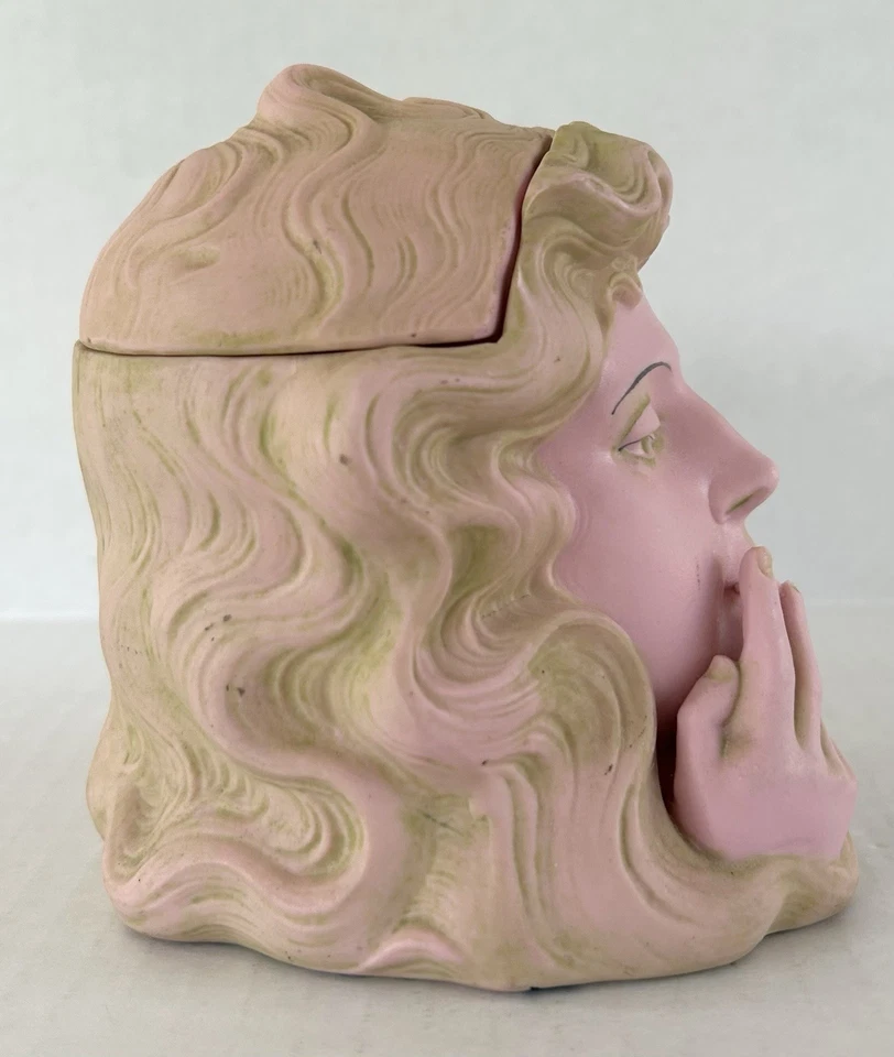 Schafer & Vater rosa Biskuit Tabakdose Räucherin Dame Jugendstil um 1890 - Bild 4 von 4