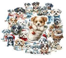 10 Cute Christmas Dog Stickers Laptops Notebooks Journals Glossy Scrapbooking