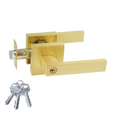 JO.KO Golden Door Handles with Lock and Keys,Brushed Golden Door Knobs,Satin ...