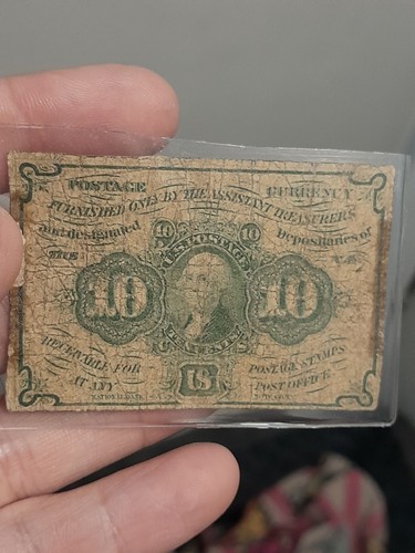 1863 0,10 $ Erstausgabe Bruchteil Währung veraltete Banknote. 1. Ausgabe