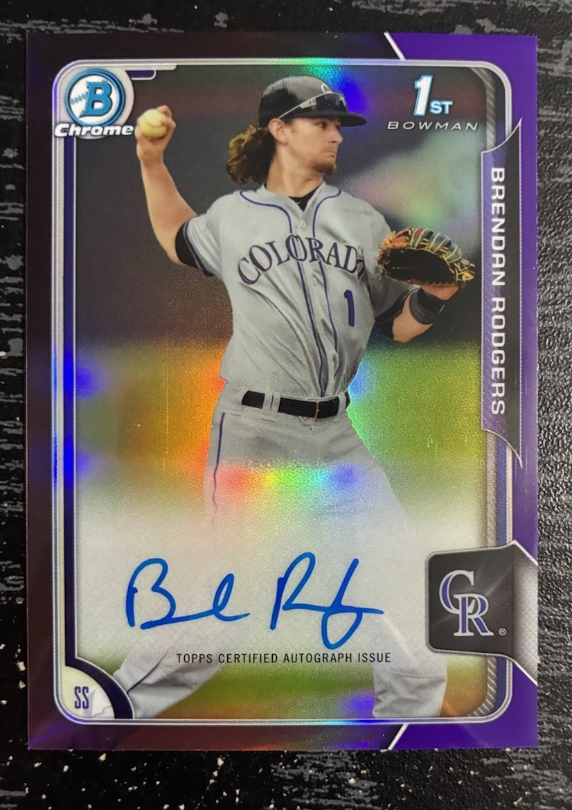 2015 Bowman Chrome Draft Brendan Rodgers Purple Refractor Auto /250 RC