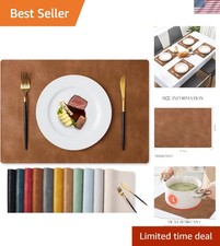 Classy Faux Cowhide Placemats - 6 Rectangular Leather Table Mats for Dining