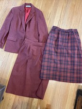 VTG Evan Picone 3 Pc Suite Wool Burgundy 70  s