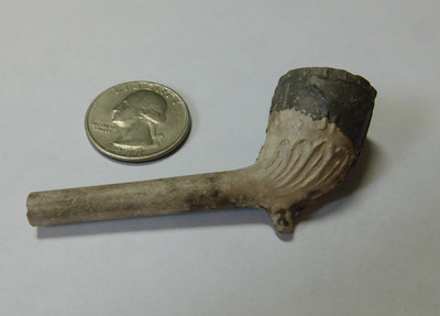 FANCY MASONIC PIPE BOWL WITH BIRD & MASONIC SYMBOLS WITH SOME STEM