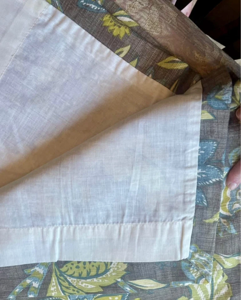 Par de paneles de cortina forrados florales World Market Tamara marrón verde azul Foto 3 de 4