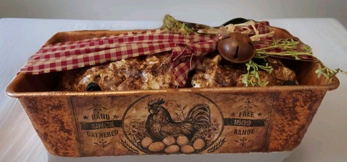 Faux Raisin Bread Loaf Handmade Primitive Fake Bake w Farmhouse Chicken Copper - Picture 3 of 11