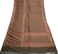 Sushila Vintage Green Indian Saree Blend Silk Woven Floral 5YD Sari Craft Fabric