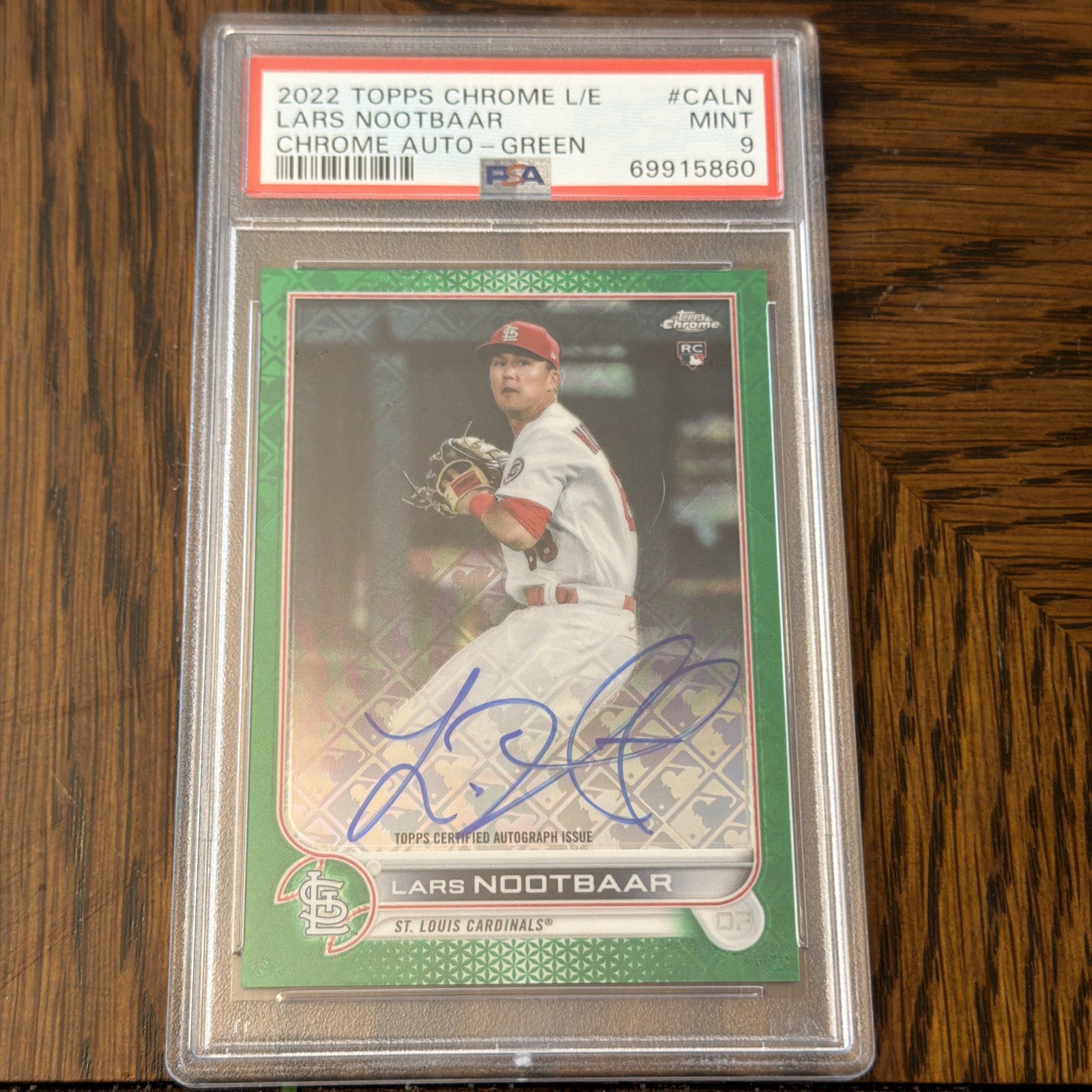 🔥 2022 Topps Chrome L/E Lars Nootbaar Auto /99 Green PSA 9 Dbacks view 1