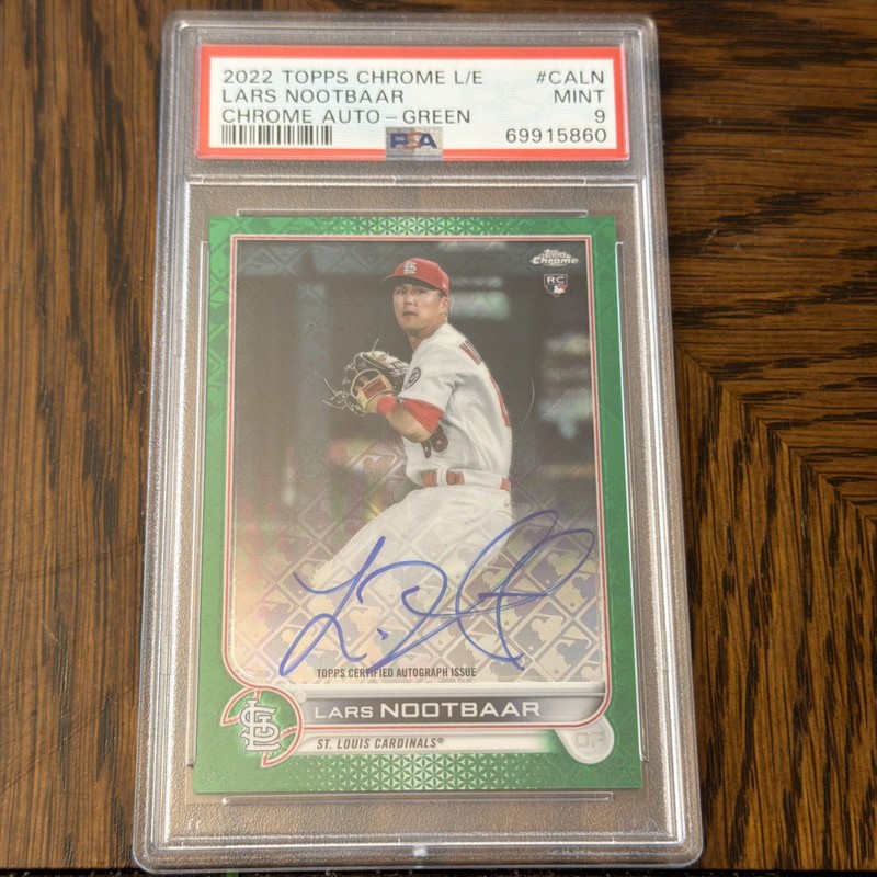 🔥 2022 Topps Chrome L/E Lars Nootbaar Auto /99 Green PSA 9 Dbacks