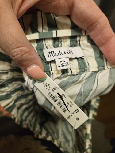 Neu Madewell XL Plus Popeline Rüschen A-Linie Midikleid in Streifen - Bild 6 von 6