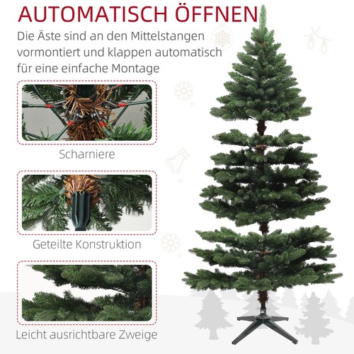 Künstlicher Weihnachtsbaum, 180 cm Christbaum mit 1050 Spitzen, Stahlständer - Bild 8 von 10
