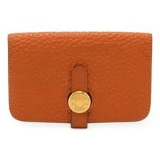HERMES Dogon Key Case, Coin Purse, Card Togo Leather, Orange, H Stamp GZl1ao4t