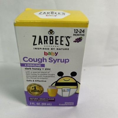 Zarbee's Baby Cough Syrup + Immune Dark Honey+ Zinc  Babies 12-24 Months, 2 Fl