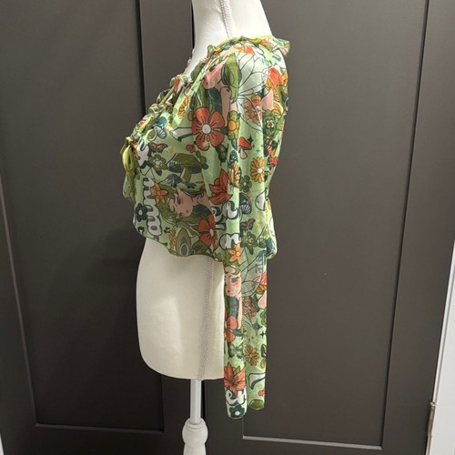 ROMWE grüne geblümte Bluse zum Binden Größe M - Bild 7 von 9