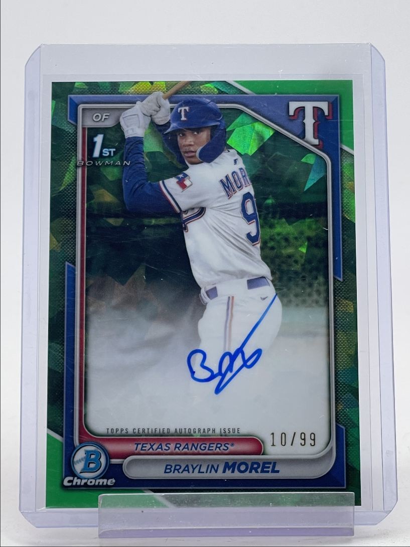 BRAYLIN MOREL 2024 BOWMAN CHROME 1ST SAPPHIRE GREEN REFRACTOR AUTO /99 Q1739