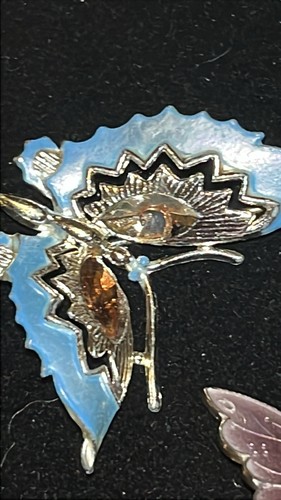 Vintage Schmetterling Brosche Konvolut 32 Teile Schmuck Libelle Strass Anhänger Pins - Bild 15 von 20