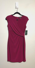 Lauren Ralph Lauren Very Berry Core Wrap Sheath Women’s 6 Petite Dress Lined NWT