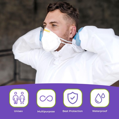AMZ White Hazmat Suits 3X Large Pack of 25 Lightweight Microporous Disposable C - Picture 5 of 7