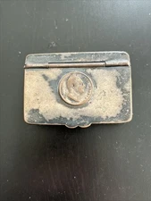 Antique Medicine Pill Box Metal 2x2.75x0.75”