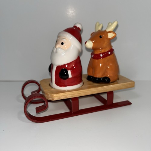 Neu Godinger Gatherings Weihnachtsmann & Rentier Salz & Pfeffer Set Schlittenhalter mit Box - Bild 2 von 10