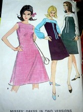  LOVELY VTG 1960s DRESS McCALLS Sewing Pattern 12/32