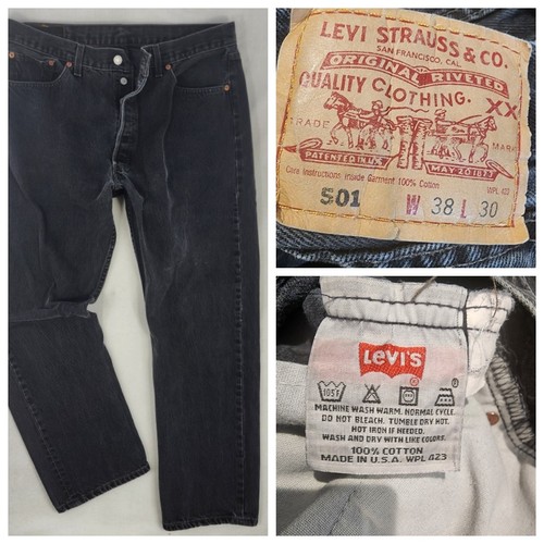 Levi’s 501 Jeans 38x30 (36x30) Vintage 1993 SCHWARZ Valencia USA 501-0660 1990er  - Bild 1 von 11