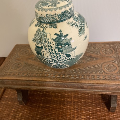 Mason's England Ginger Jar Green Willow made for Twinning Tea 1940's 5" tall - Picture 4 of 7