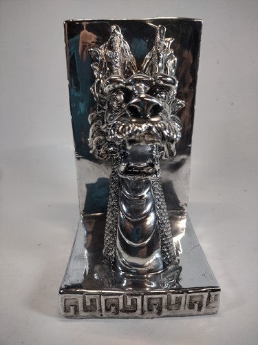 Mystical Chinese Silver Dragon Bookend - Picture 4 of 11