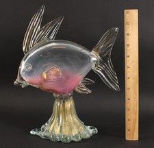 Vintage ARCHIMEDE SEGUSO Italian Murano Art Glass Fish Sculpture w/ Gold Fleck