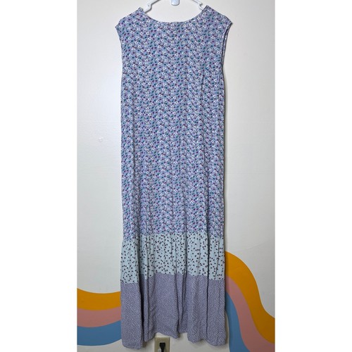Vintage J.G. Hook Maxi Dress Large Purple Floral Sleeveless Cottagecore Boho - Picture 2 of 6