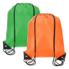 Drawstring Backpack Bags, 2 Pack Sports Cinch Sack, Green, Orange